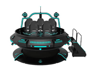 5-seater UFO style VR motion platform with 360-degree rotation for theme parks.