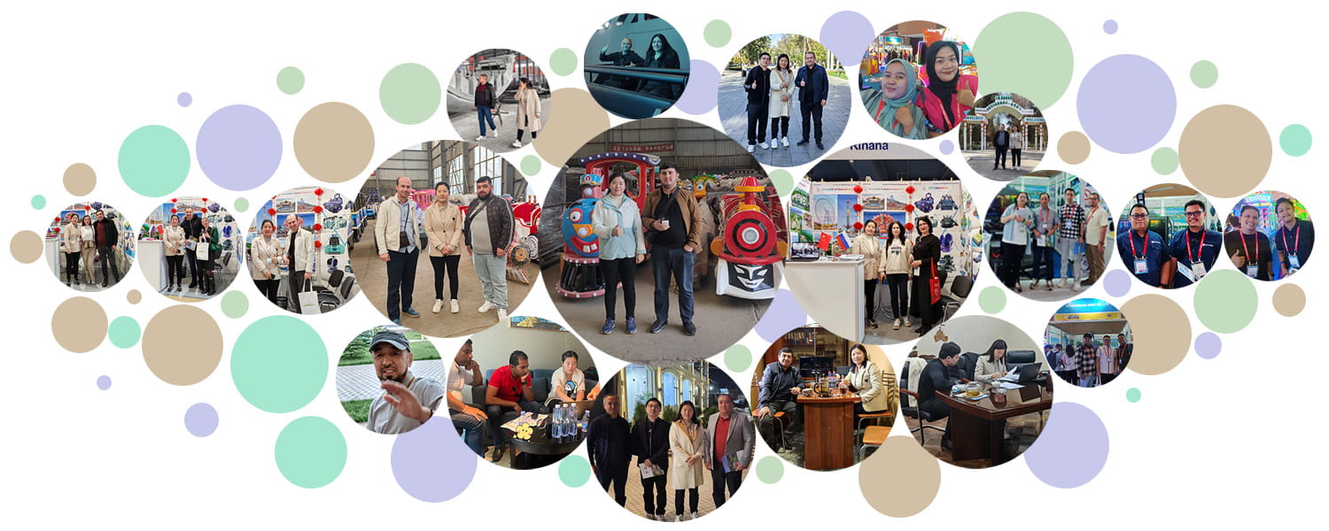 Global business partners of Hooplo Group, featuring cooperation photos with clients from different countries.