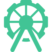 Icon of a gear representing amusement rides