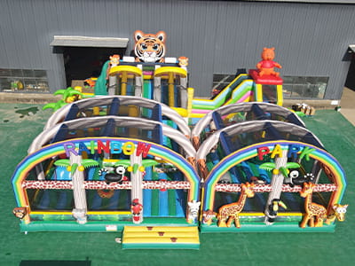 Inflatable Bouncy Castle Ride, a colorful and fun attraction for children.